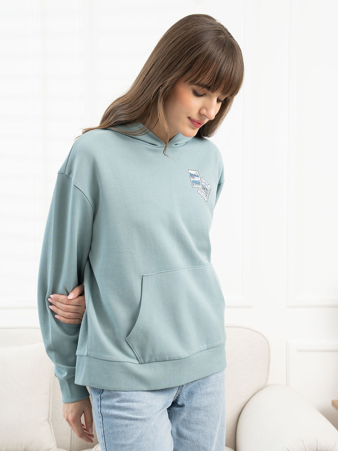 Pastel Green Hoodie for Women