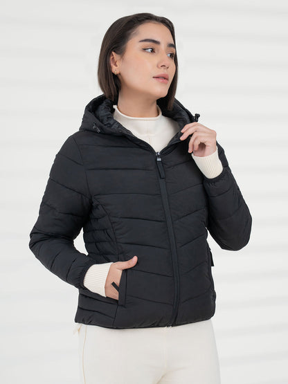 Women Black Heatseal Jacket | Everyday Functional Wear
