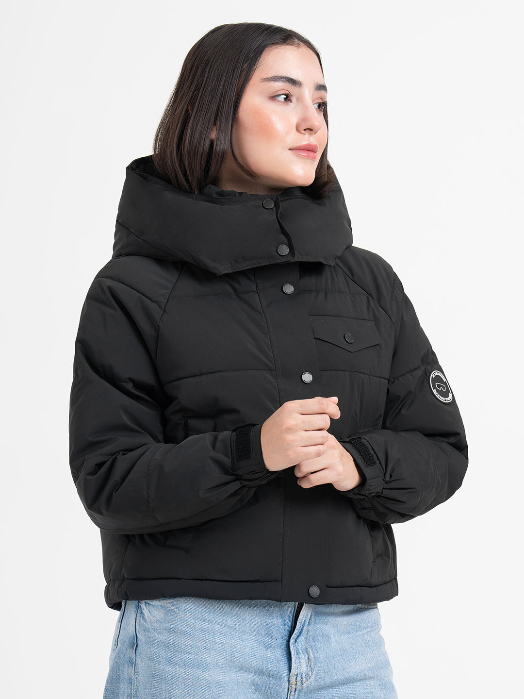Black Hooded Puffer Jacket for Women | Everyday Winter Comfort