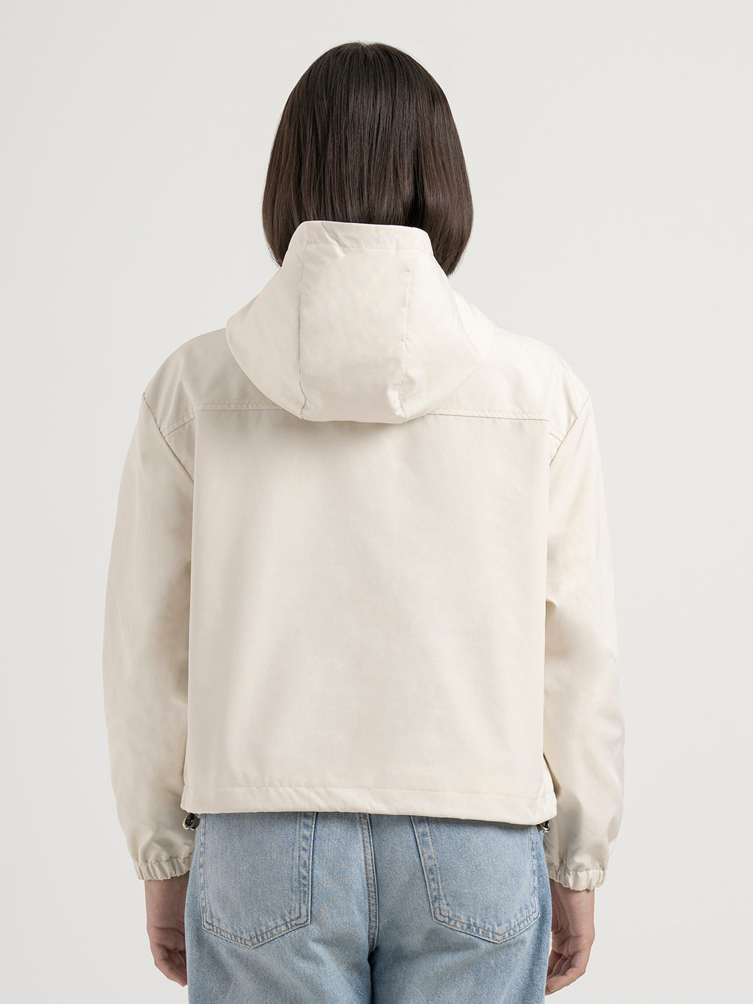 Red Tape Off-White Hooded Windcheater Jacket for Women