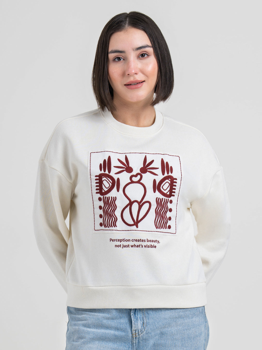 Off-White Graphic Sweatshirt for Women | Casual Everyday Comfort