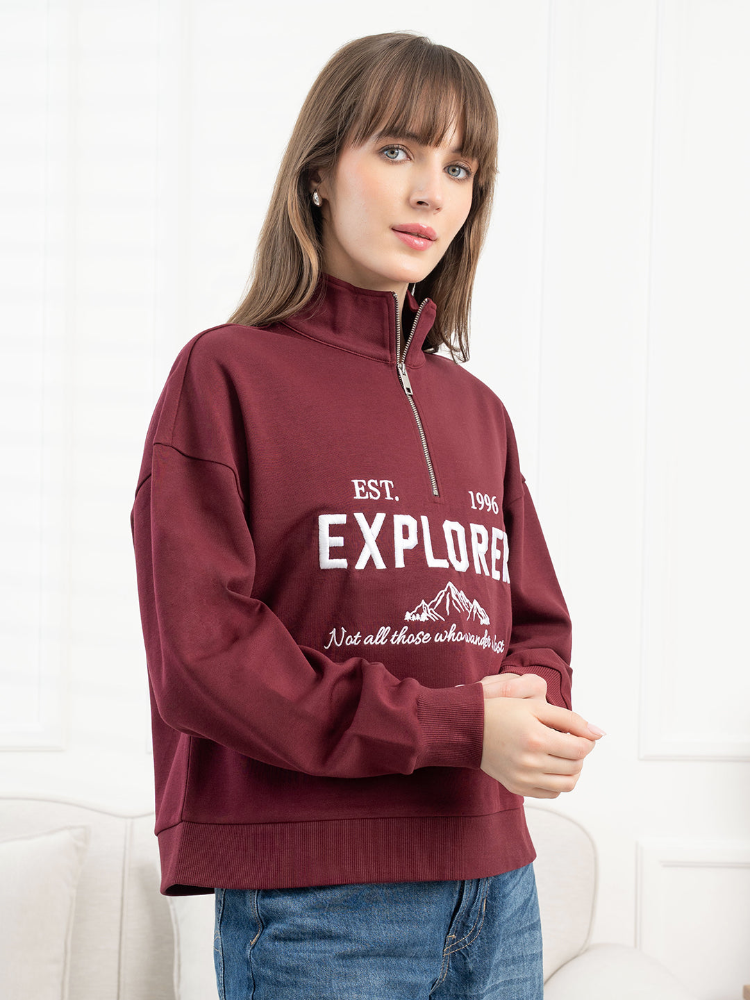 Dark Maroon Sweatshirt for Women