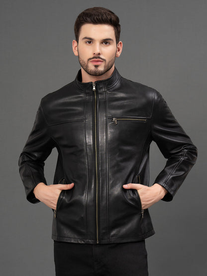 Black Leather Jacket for Men Redtape