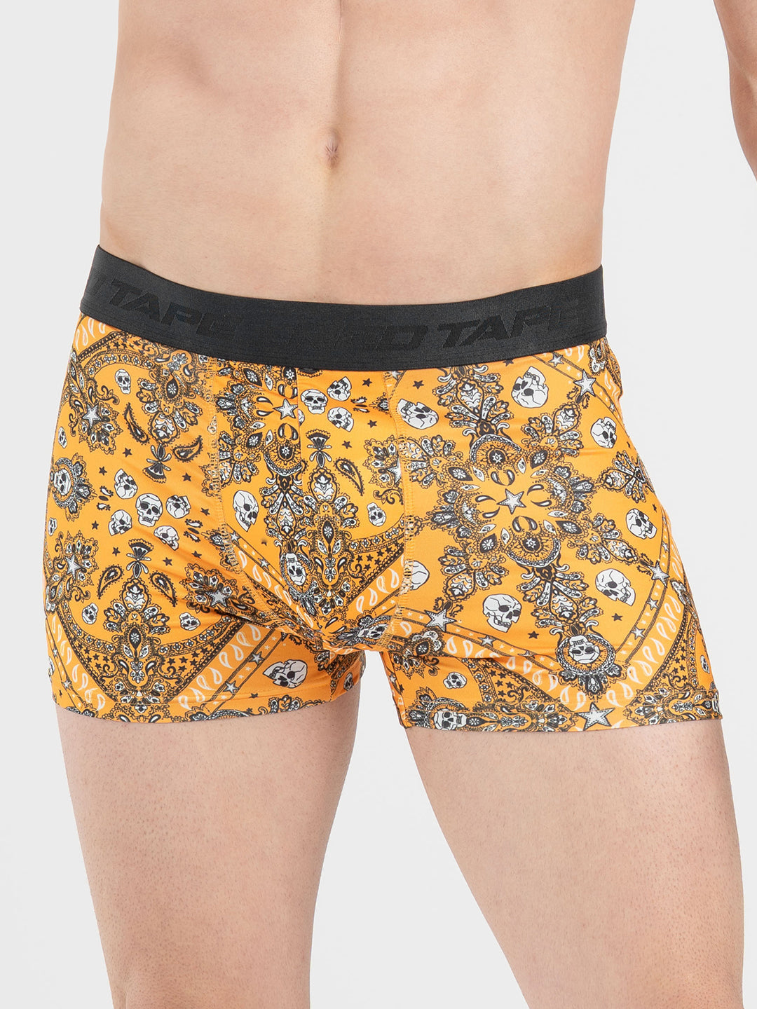 Men's Dark Yellow Printed Woven Trunk