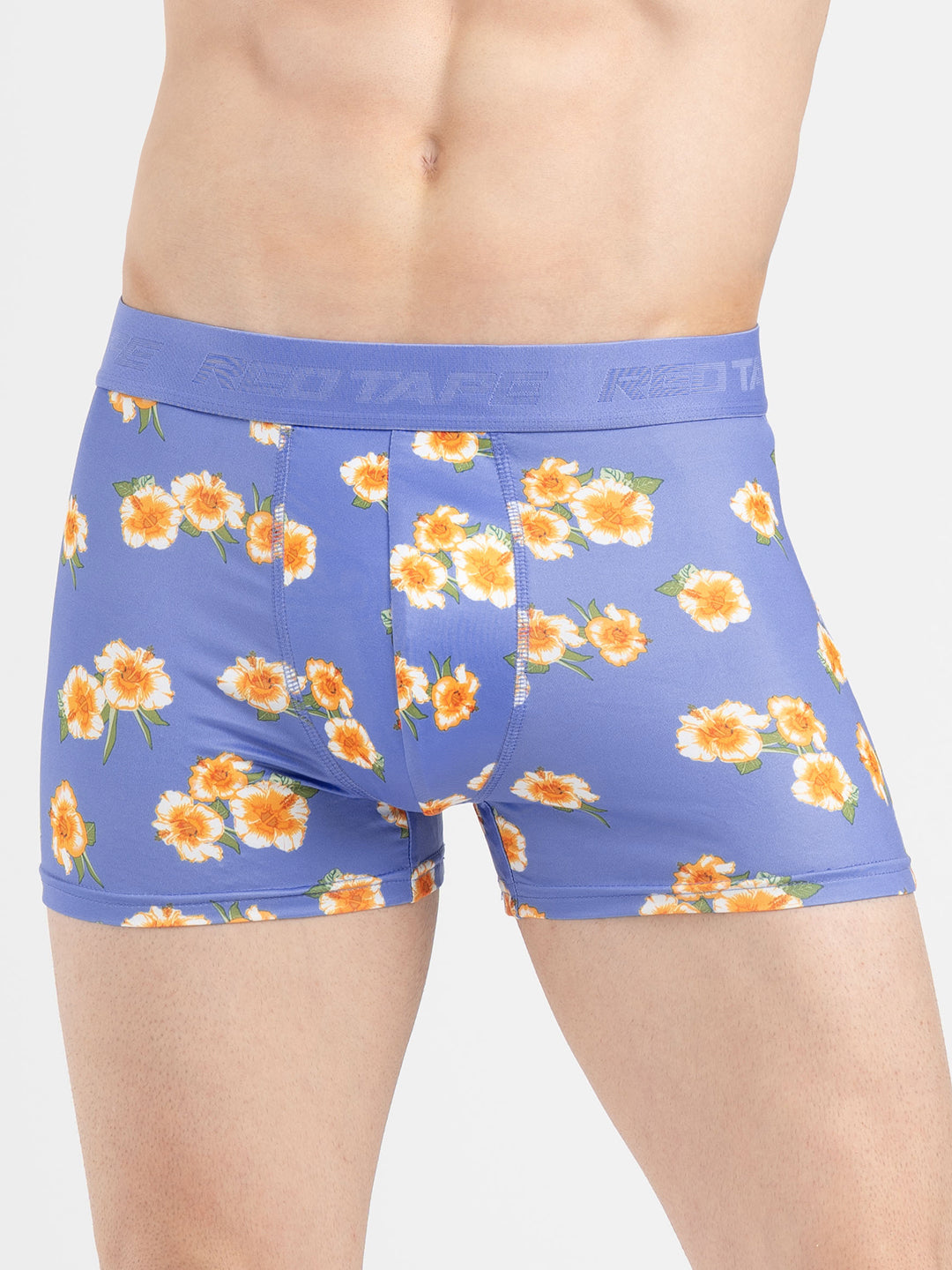 Men's Blue Printed Elasticated Polyester Stretched Woven Trunk