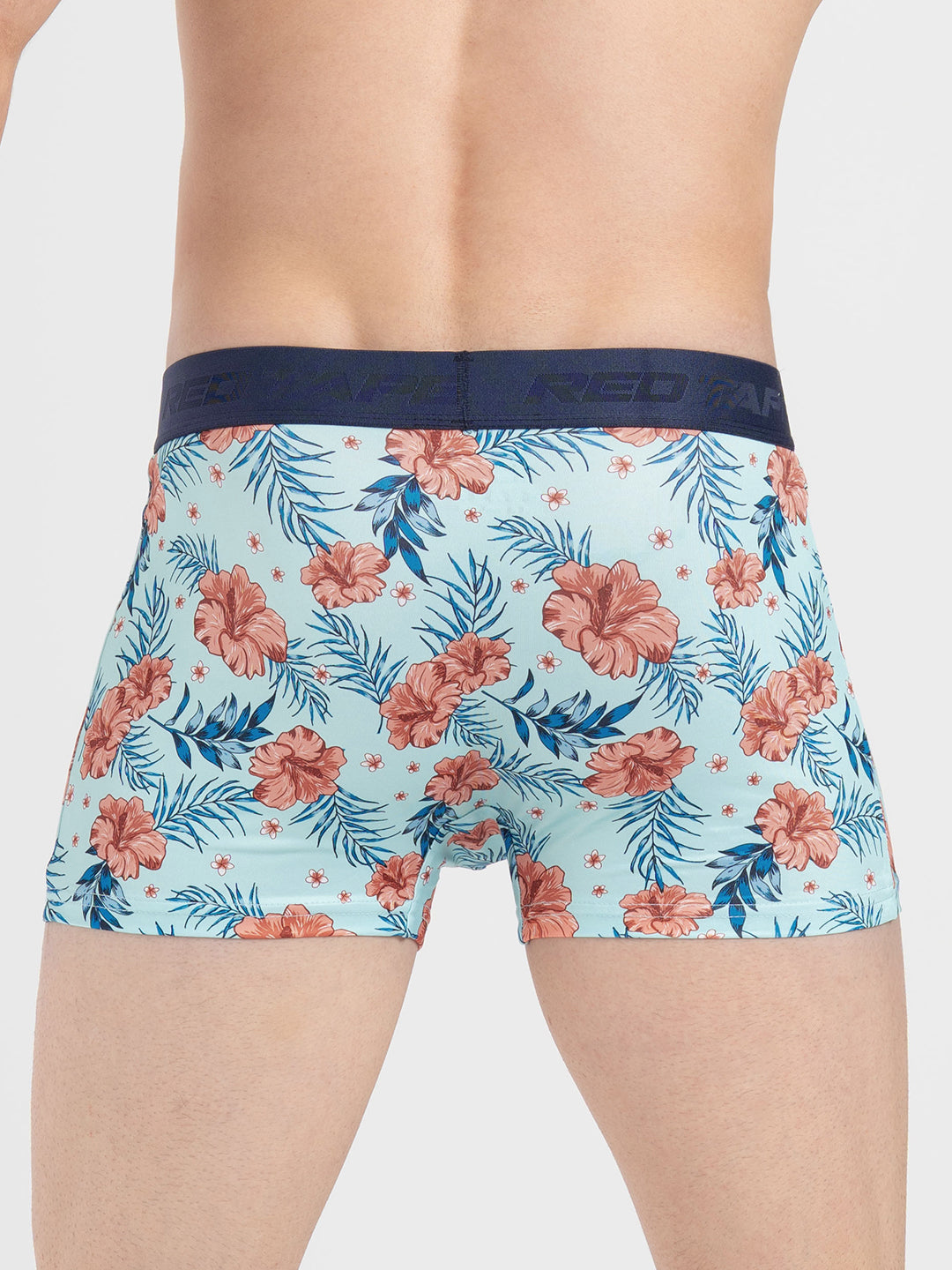 Men's Aqua Printed Elasticated Polyester Stretched Woven Trunk