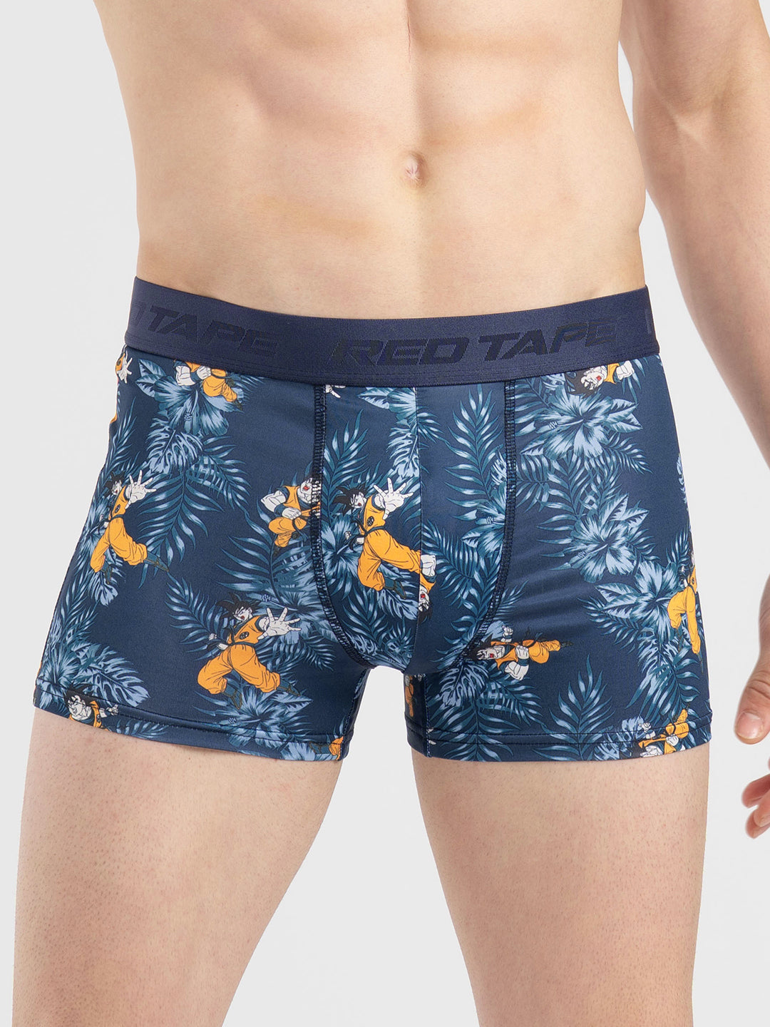 Men's Blue Printed Elasticated Polyester Stretched Woven Trunk