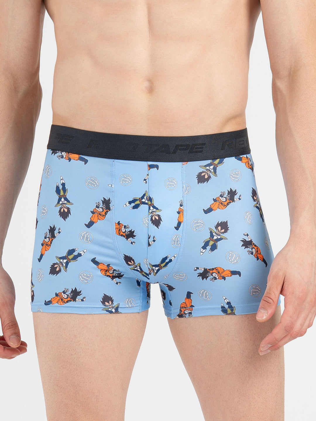 Men's Light Blue Printed Elasticated Polyester Stretched Woven Trunk