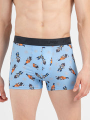Men's Light Blue Printed Elasticated Polyester Stretched Woven Trunk