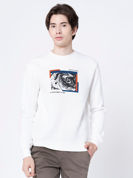 Men's Off White Graphic Print Sweatshirt