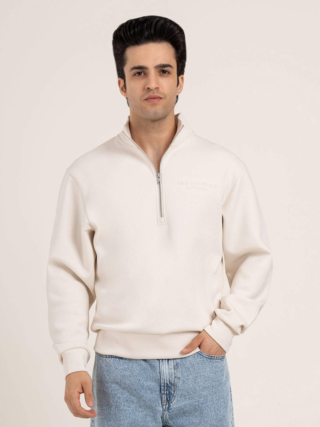 Men's Embossed Half-Zip Sweatshirt