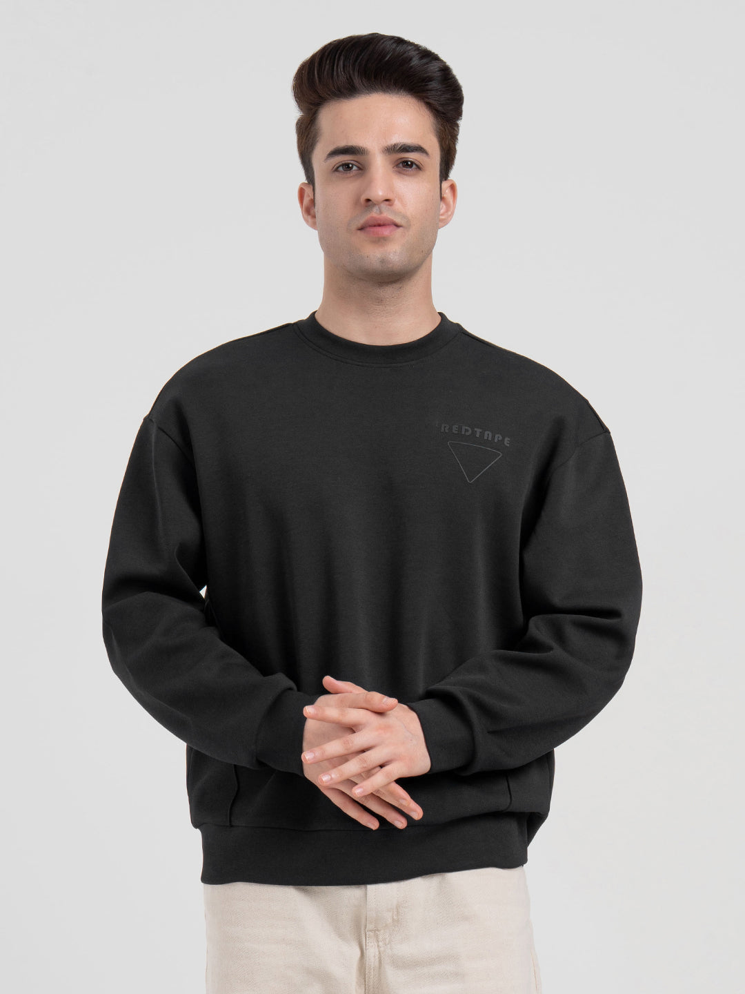 Black Graphic Print Sweatshirt For Men | Comfortable With Stylish Design
