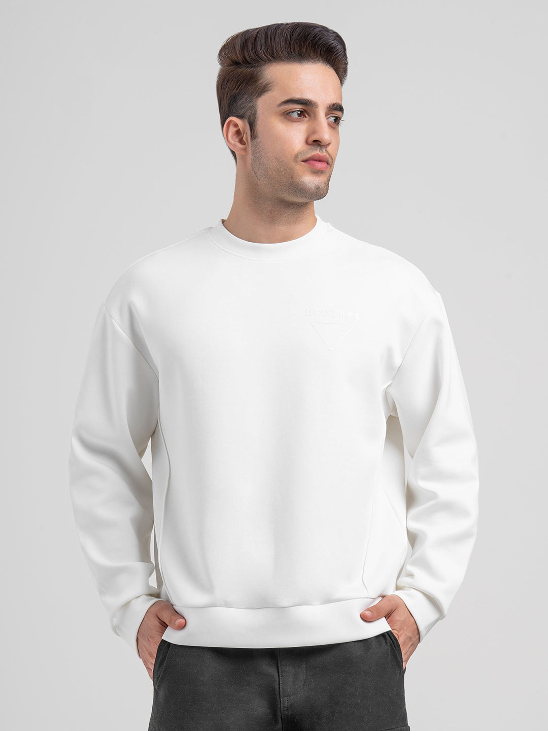 White Winter Baggy Sweatshirt for Men  | Winter-Ready Streetwear Comfort
