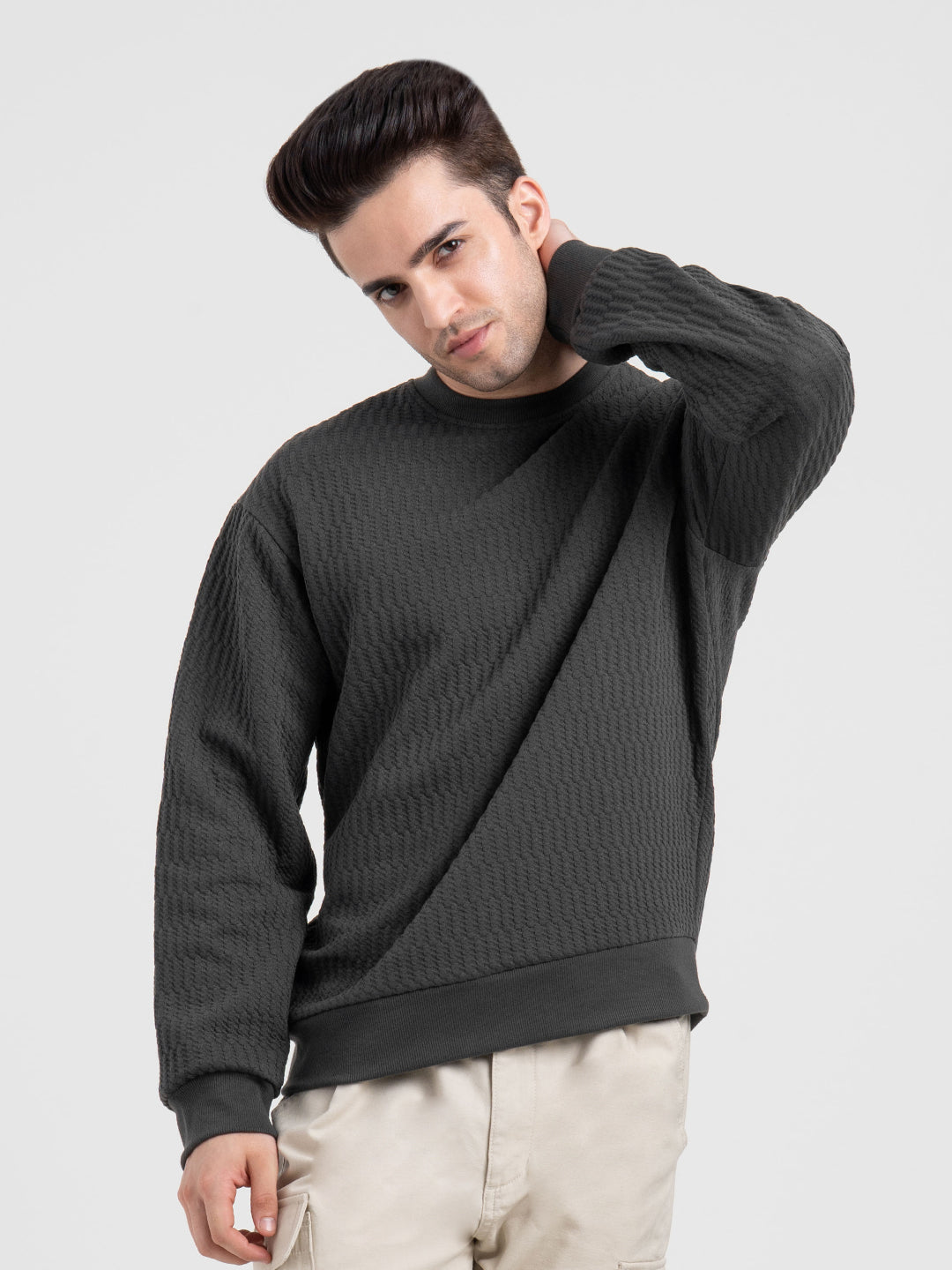 White Winter Baggy Sweatshirt for Men  | Winter Graphic Essential