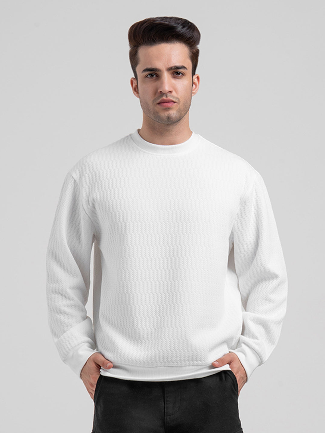 White Winter Baggy Sweatshirt for Men  | Winter-Ready Streetwear Comfort