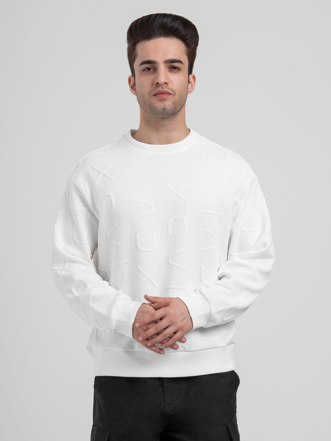 White Winter Graphic Sweatshirt for Men  | Winter-Ready Streetwear Comfort