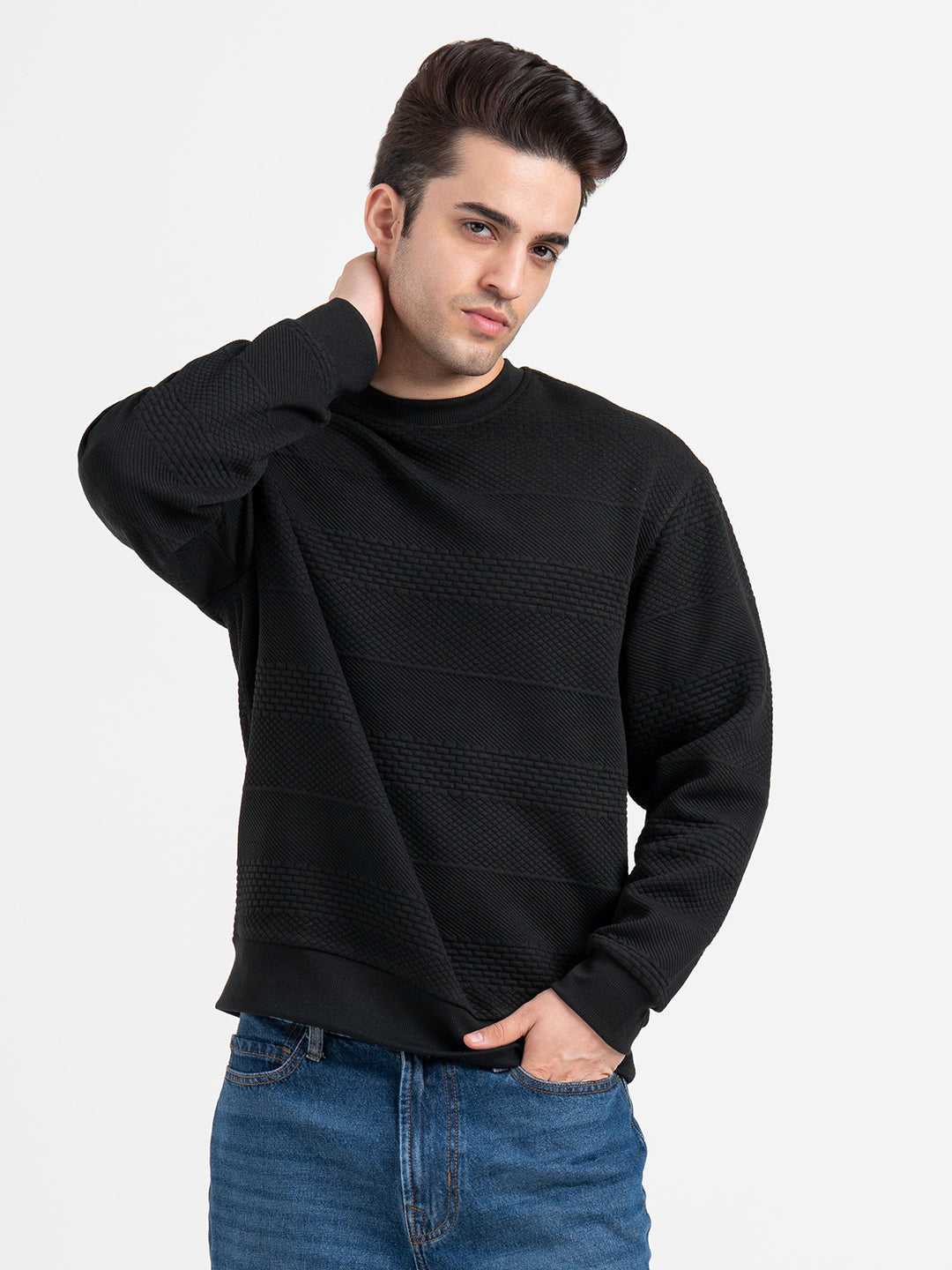Men's Self Design Sweatshirt  For Everyday Wear
