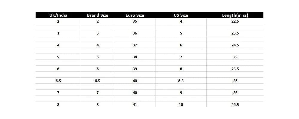 Designer Shoe Euro Size Chart Women's Shoes NEW Summer Women