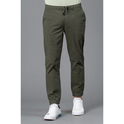 Olive Cotton Joggers for Men Redtape - Main Image
