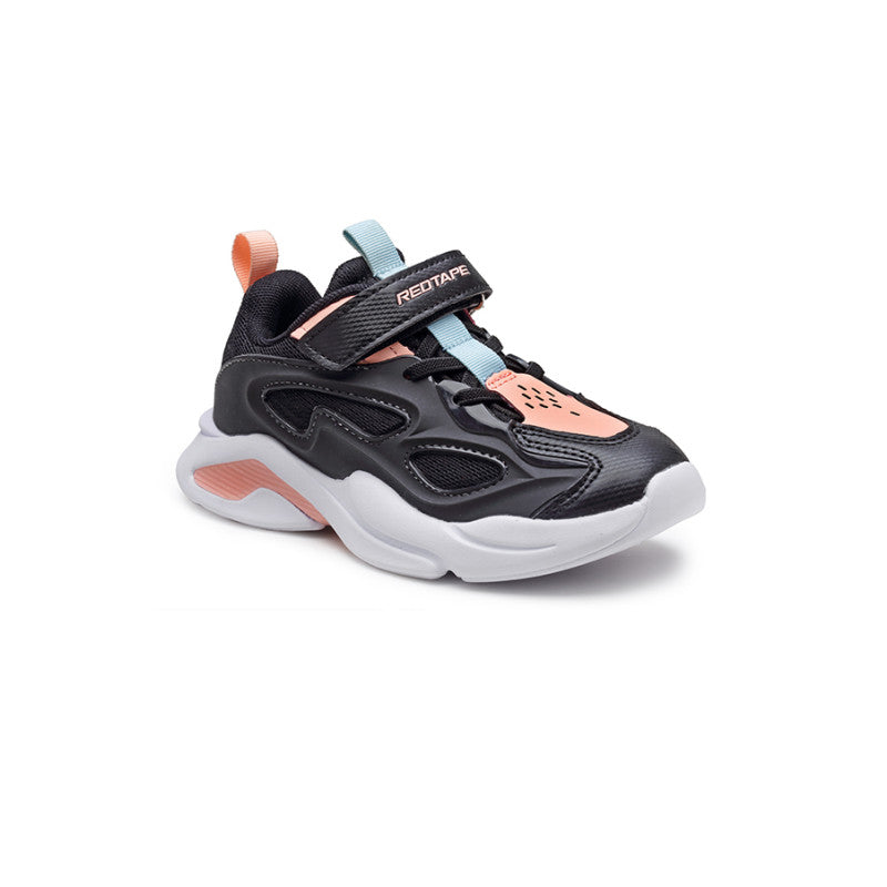 RedTape Unisex Kids Black And PInk Sports Shoes