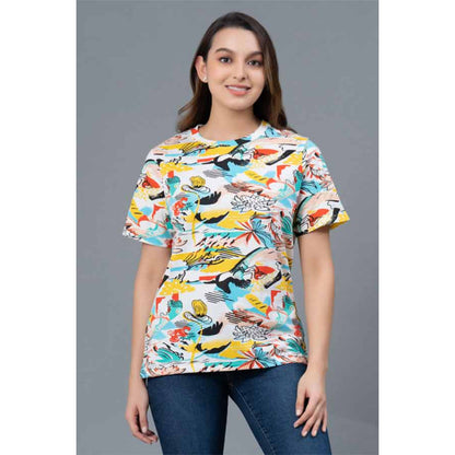 Mode by RedTape Casual Graphic Print T-Shirt for Women | Casual Multi-color Half Sleeves Cotton T-Shirt