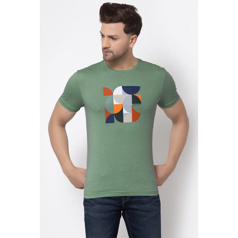 Leaf Green Graphic Print Pure Cotton Men's T-Shirt - M / Leaf Green / 32*27*2.5