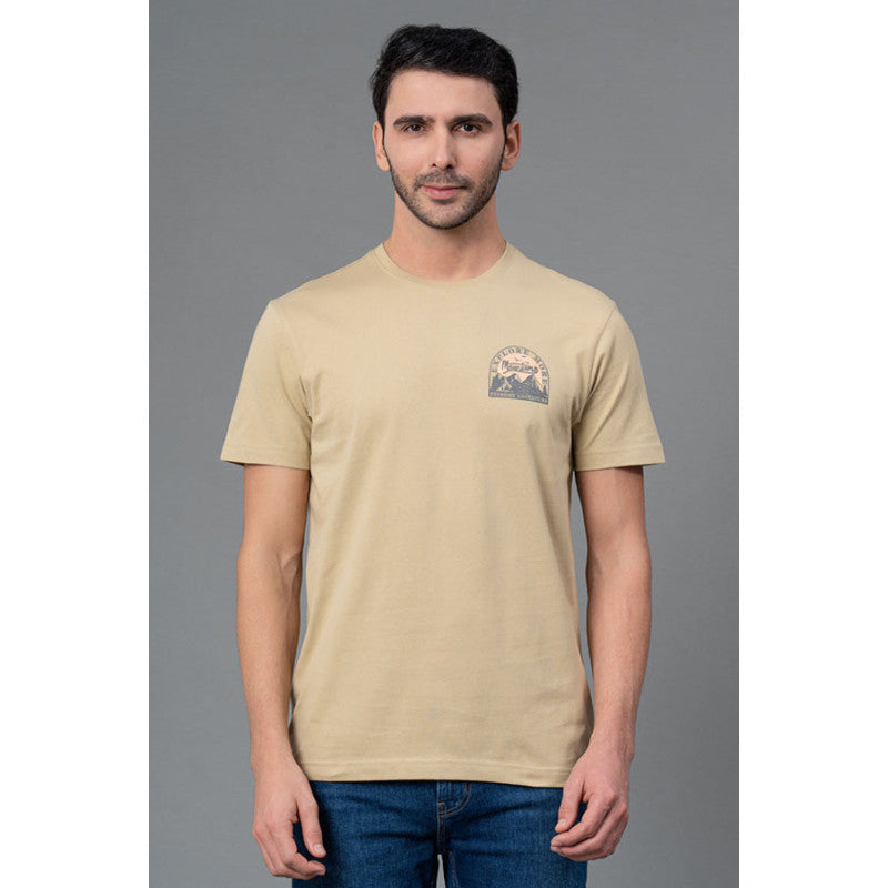 RedTape Casual Olive T-Shirt for Men | Graphic Print Half Sleeve T-Shirt |  Round Neck Cotton T-Shirt