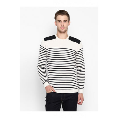 Mens Ecru Navy Sweater