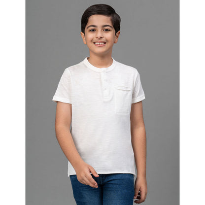 RedTape Off White T-Shirt for Boys | Comfortable and Durable