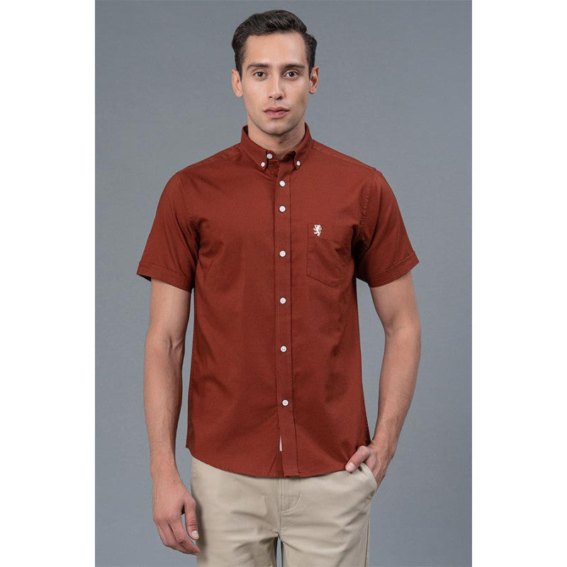 Men's Casual Rust Color Shirt - S / Rust / 36*30*2