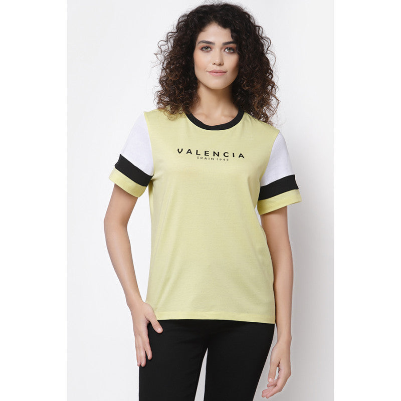 Mode By RedTape Women Lemon Round Neck T-Shirt