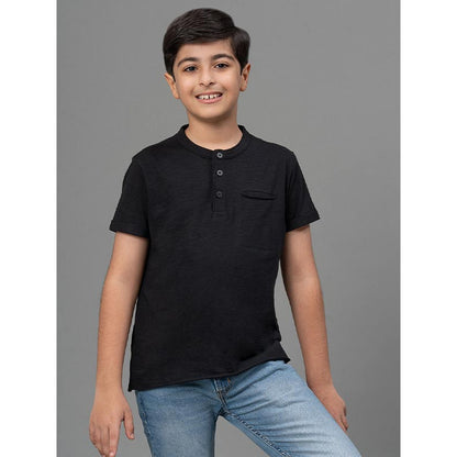 RedTape Black T-Shirt for Boys | Comfortable and Durable