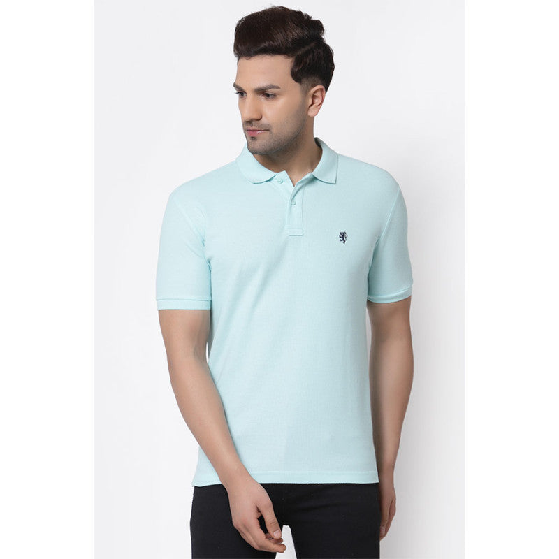 Mint Blue Solid Pure Cotton Men's T-Shirt - S / Mint Blue / 32*27*2.5