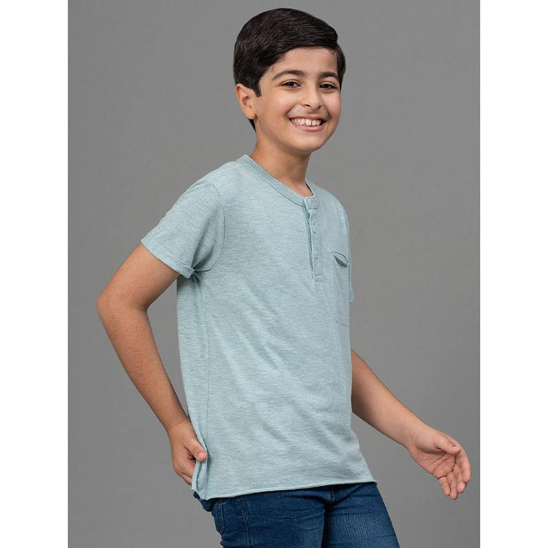 RedTape Green Melange T-Shirt for Boys | Comfortable and Durable