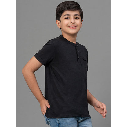 RedTape Black T-Shirt for Boys | Comfortable and Durable