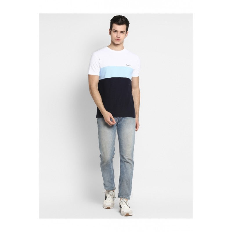Mens White Powder Blue Navy T Shirt