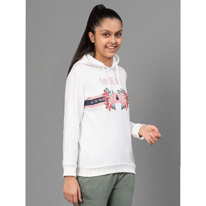 Mode By RedTape Off White Hoodie for Girls | Warm and Comfortable