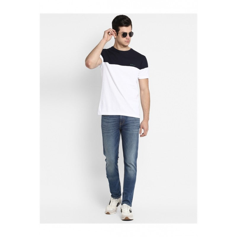 Mens Navy White T Shirt