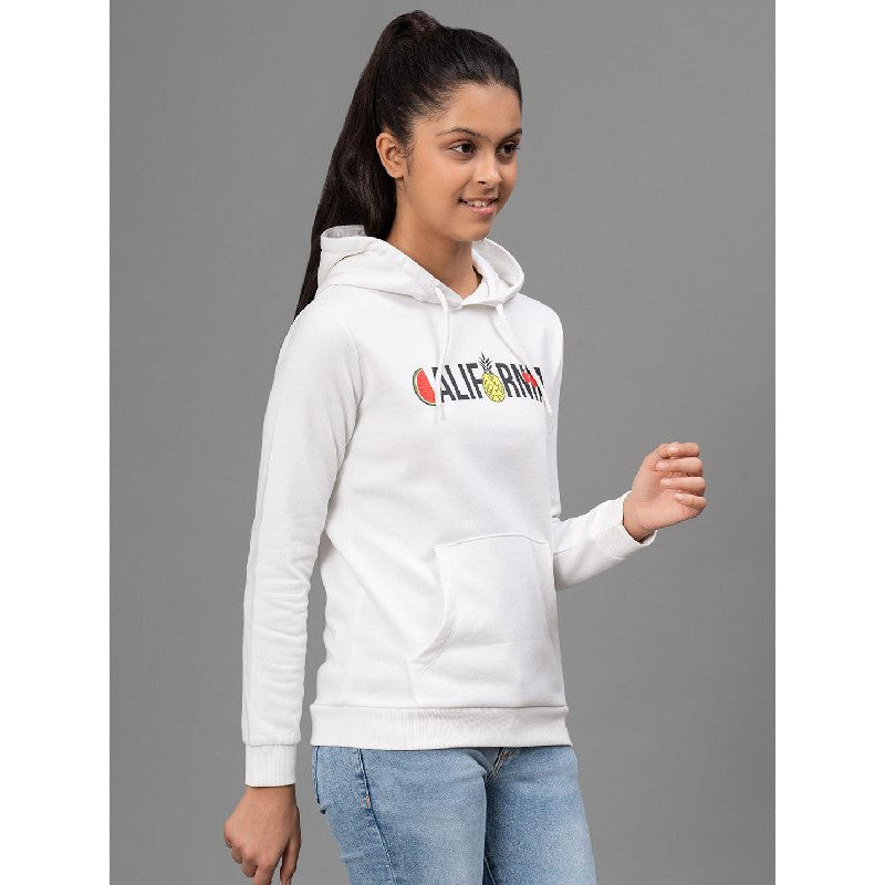 Mode By RedTape Off White Hoodie for Girls | Warm and Comfortable