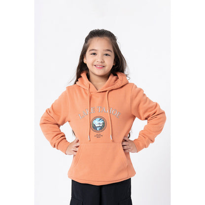Kids Unisex Light Orange Graphic Print Hoodie Redtape