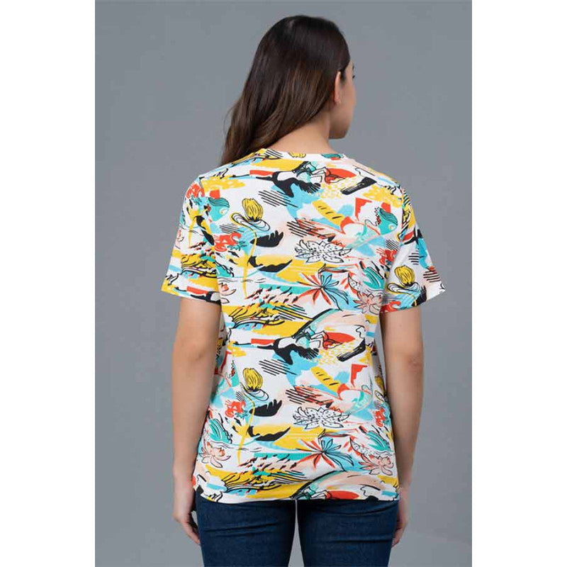 Mode by RedTape Casual Graphic Print T-Shirt for Women | Casual Multi-color Half Sleeves Cotton T-Shirt