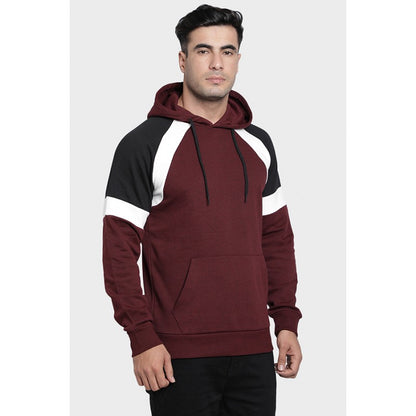 Mens Maroon Melange Hoodie