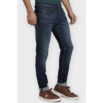 Mens Tinted Dark Blue Denim Jeans