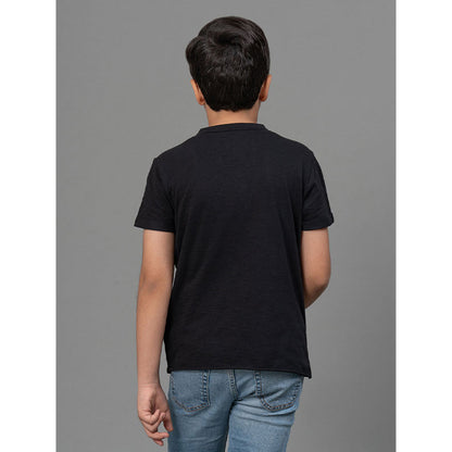 RedTape Black T-Shirt for Boys | Comfortable and Durable