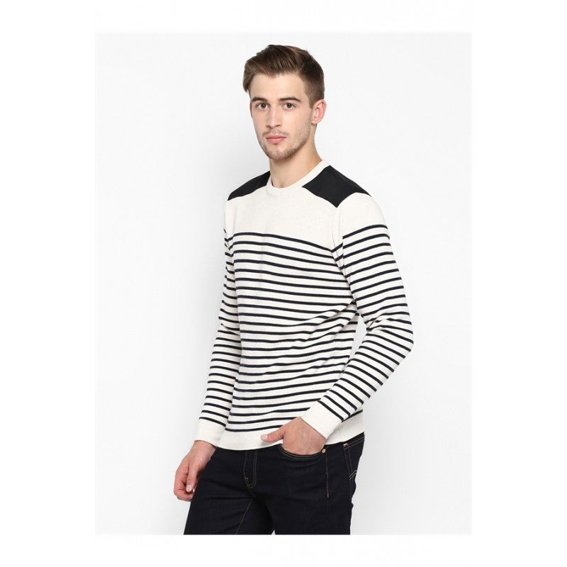 Mens Ecru Navy Sweater