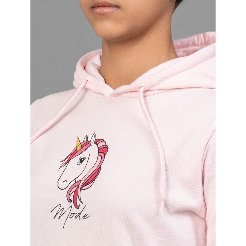 Mode By RedTape Light Pink Hoodie for Girls | Warm and Comfortable