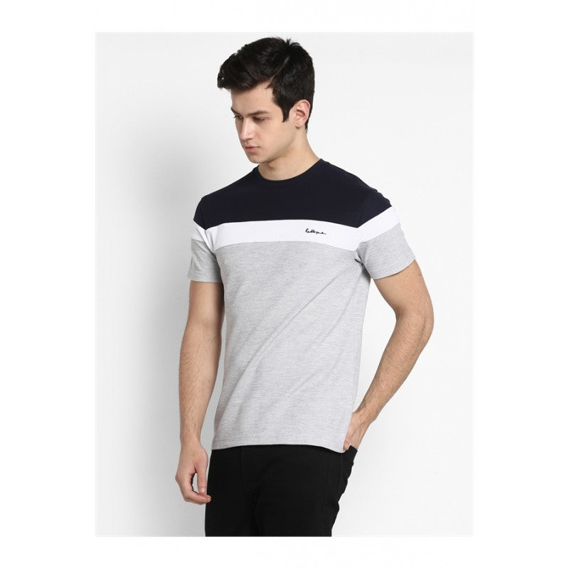 Mens Navy White Grey T Shirt