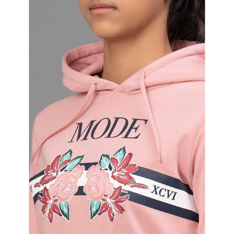 Mode By RedTape Pink Hoodie for Girls | Warm and Comfortable