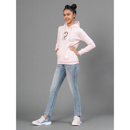 Mode By RedTape Light Pink Hoodie for Girls | Warm and Comfortable