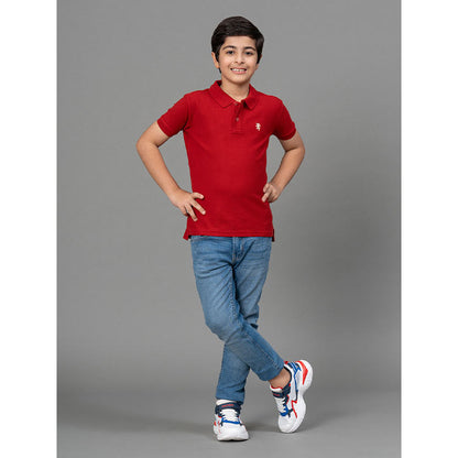 RedTape Red T-Shirt for Boys | Comfortable and Durable